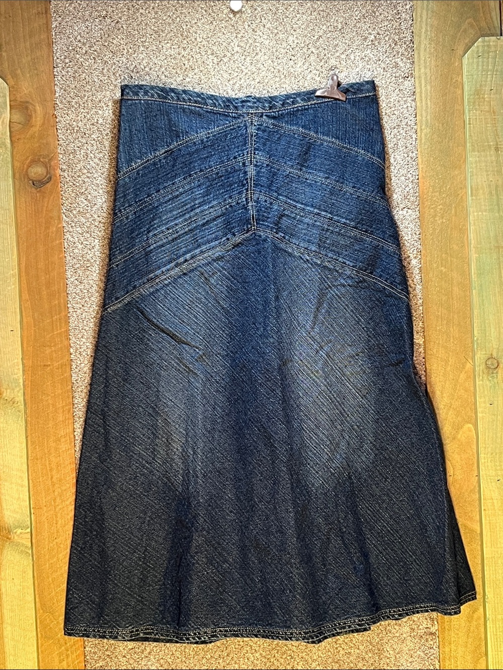 Rare! Zena Jeans Chevron Panel Dark Denim Skirt